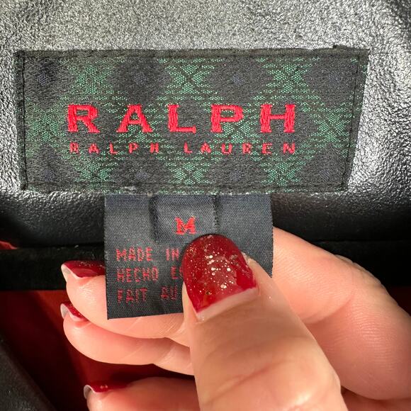 Vintage Ralph Lauren Leather Jacket Womens Medium Black Lined 90s Y2K Biker - Picture 8 of 16